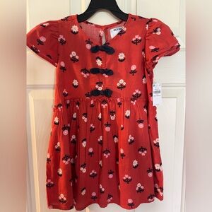 NWT-4T Old Navy Brick Red Floral Dress. (Other Sizes in my Closet-Can Bundle).